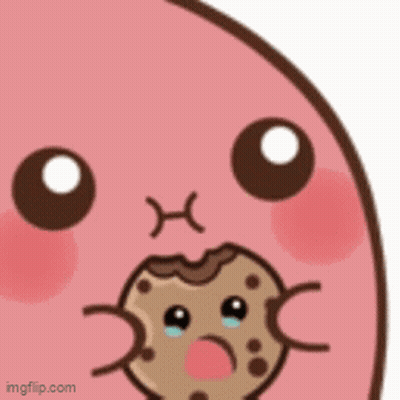 A Cartoon Illustration Of A Cookie With A Sad Face GIF