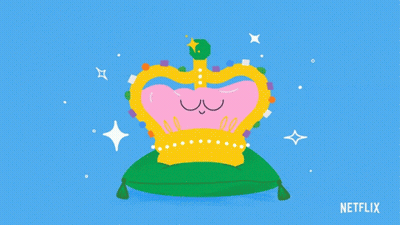 A Cartoon Illustration Of A Crown On A Green Pillow With Netflix Written On The Bottom GIF