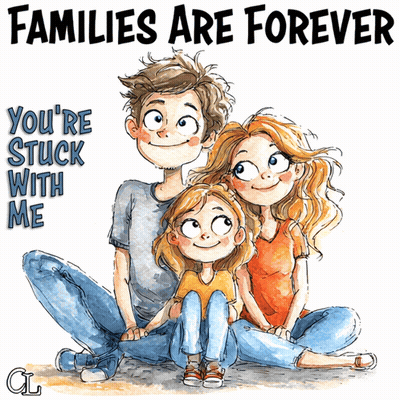 A Cartoon Illustration Of A Family With The Words Families Are Forever GIF
