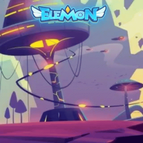 A Cartoon Illustration Of A Futuristic City With Flying Saucers And A Car . GIF
