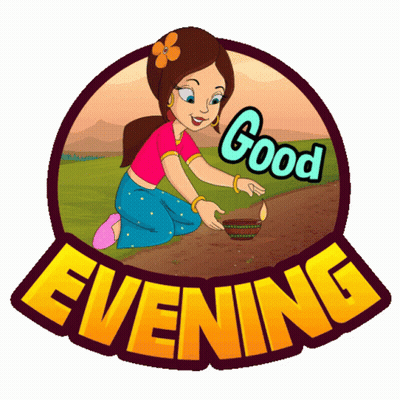 A Cartoon Illustration Of A Girl With The Words Good Evening GIF