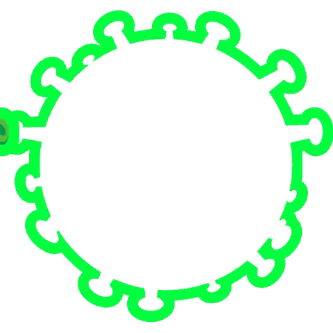 A Cartoon Illustration Of A Green Virus With An Angry Expression Sticker