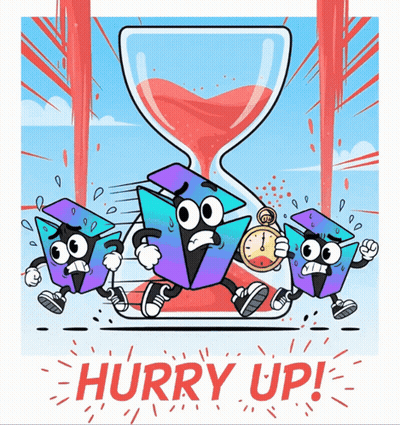A Cartoon Illustration Of A Hourglass With The Words Hurry Up Below It GIF