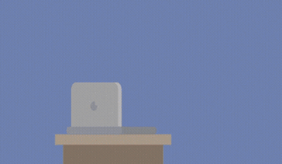 A Cartoon Illustration Of A Man Wearing A Mask Using A Laptop Computer GIF
