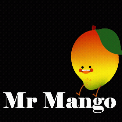 A Cartoon Illustration Of A Mango With A Face And Legs And The Words Mr Mango Below It GIF