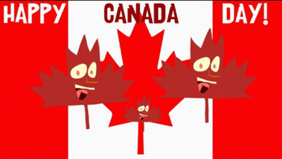 A Cartoon Illustration Of A Maple Leaf With The Words Happy Canada Day GIF