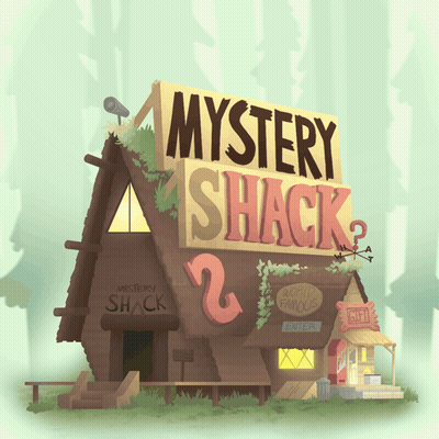 A Cartoon Illustration Of A Mystery Shack GIF