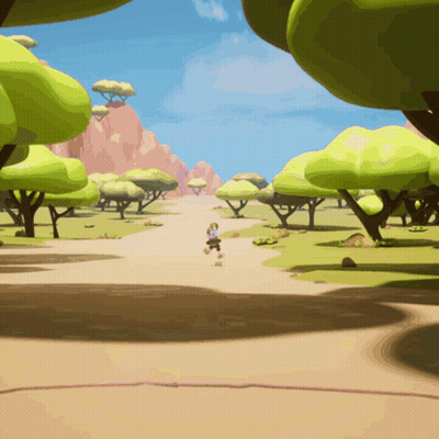 A Cartoon Illustration Of A Person Running Through A Forest GIF