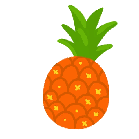 A Cartoon Illustration Of A Pineapple With A Green Leaf On Top Sticker