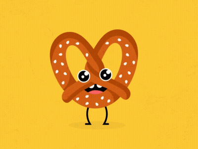 A Cartoon Illustration Of A Pretzel With A Smiling Face GIF