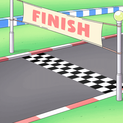 A Cartoon Illustration Of A Race Track With A Finish Line GIF