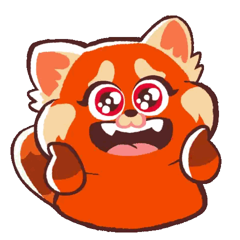A Cartoon Illustration Of A Red Panda With Big Eyes Sticker