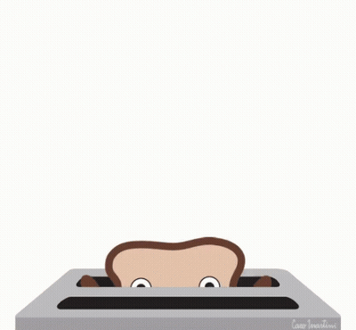 A Cartoon Illustration Of A Slice Of Toast Says Hi GIF