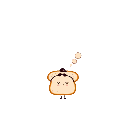 A Cartoon Illustration Of A Slice Of Toast With A Thought Bubble That Says Tgif Sticker