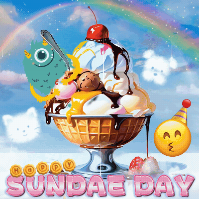 A Cartoon Illustration Of A Sundae Day With A Smiley Face GIF