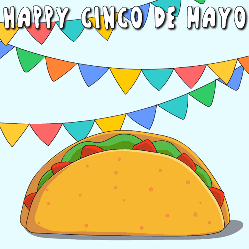 A Cartoon Illustration Of A Taco Wearing A Sombrero And Holding A Guitar GIF
