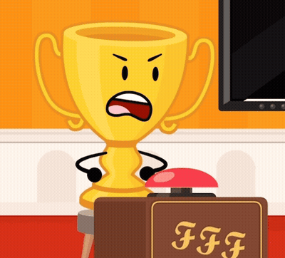 A Cartoon Illustration Of A Trophy Sitting Next To A Box That Says Ff GIF