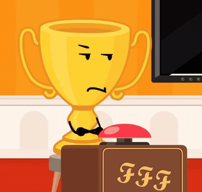 A Cartoon Illustration Of A Trophy Sitting Next To A Box That Says Fff GIF