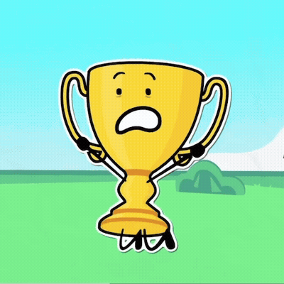 A Cartoon Illustration Of A Trophy With A Sad Face On It . GIF