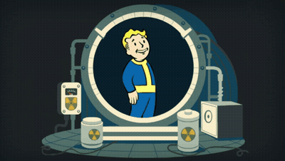 A Cartoon Illustration Of A Vault With A Nuclear Symbol GIF