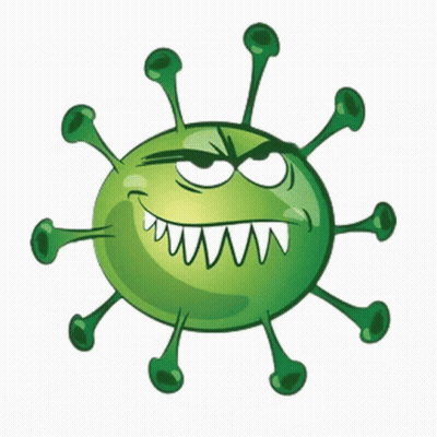 A Cartoon Illustration Of A Virus With A Very Angry Face GIF