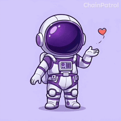A Cartoon Illustration Of An Astronaut In A Purple Suit Holding A Pink Heart . GIF