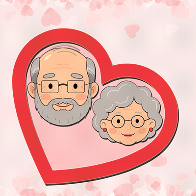 A Cartoon Illustration Of An Elderly Couple With The Words Grandparents ' On The Bottom GIF
