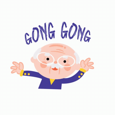 A Cartoon Illustration Of An Elderly Man With The Words Gong Gong Written Above Him GIF