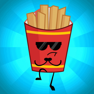 A Cartoon Illustration Of French Fries With A Mustache And Sunglasses GIF