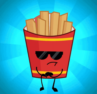 A Cartoon Illustration Of French Fries With Sunglasses And A Mustache GIF