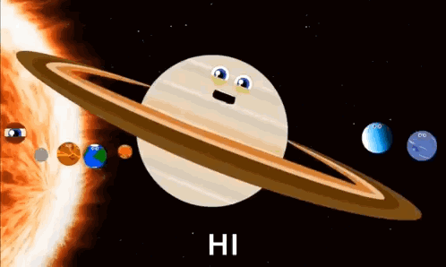Cartoon Saturn With Face GIF