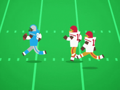A Cartoon Illustration Of Two Football Players Running On The Field GIF