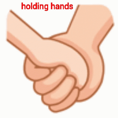 A Cartoon Illustration Of Two Hands Holding Each Other With The Words Holding Hands Below Them GIF
