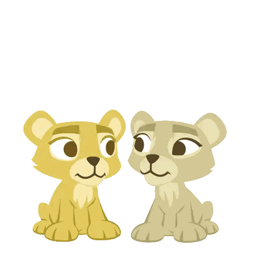 A Cartoon Illustration Of Two Lions Looking At Each Other Sticker