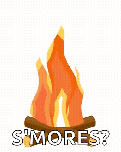 A Cartoon Illustration Of Two Marshmallows Being Cooked Over A Campfire GIF