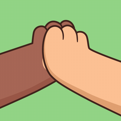 A Cartoon Illustration Of Two People Giving Each Other A High Five GIF