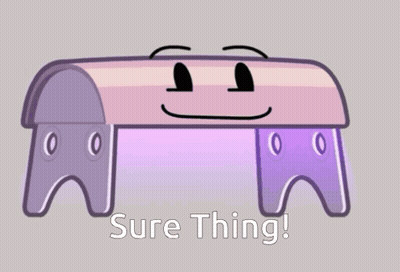 A Cartoon Item With A Face On It And The Words `` Sure Thing '' Written Below It . GIF