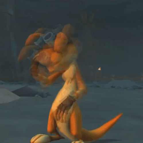 A Cartoon Kangaroo Wearing Goggles And A Hat GIF