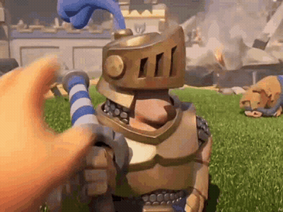 A Cartoon Knight With A Sword And A Helmet Is Standing In The Grass . GIF