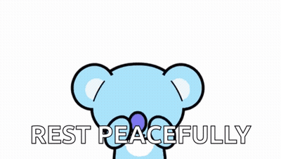 A Cartoon Koala Bear Is Surrounded By Red Hearts And Says Rest Peacefully . GIF
