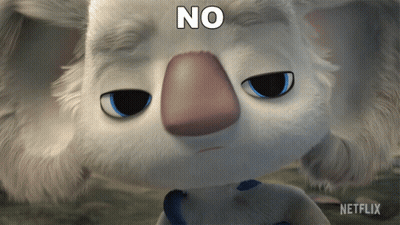 A Cartoon Koala Bear Says No With A Netflix Logo In The Corner GIF