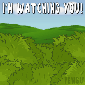 A Cartoon Landscape With The Words " I 'M Watching You " On Top GIF
