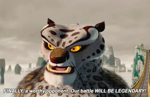 A Cartoon Leopard Says Finally A Worthy Opponent GIF