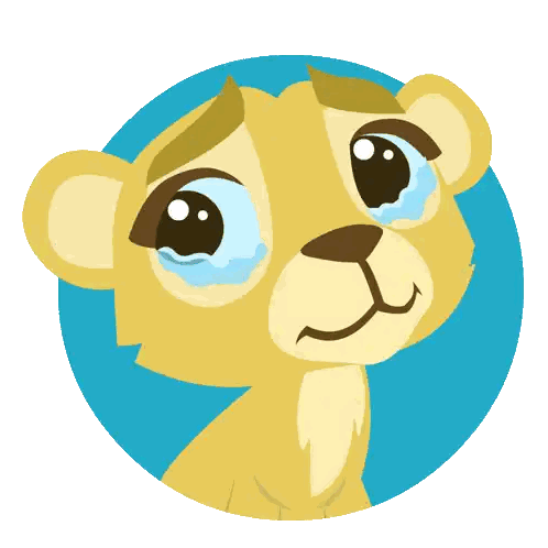 A Cartoon Lion Cub Is Crying With Tears Running Down Its Face Sticker