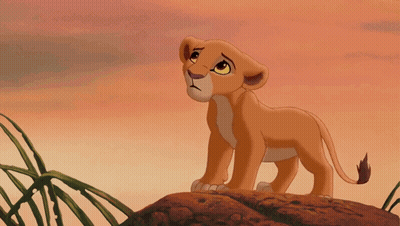 A Cartoon Lion Cub Is Standing On A Rock GIF