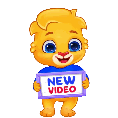 A Cartoon Lion Holding A Sign That Says New Video Sticker