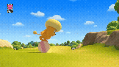 A Cartoon Lion Is Balancing On A Pink Ball GIF