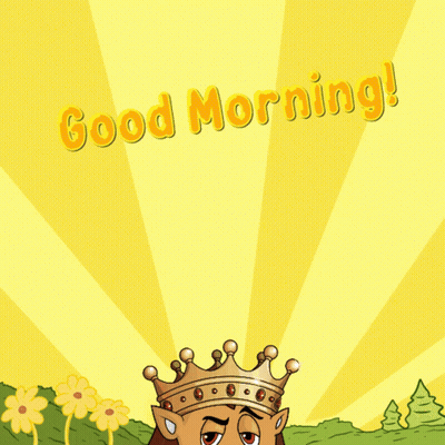 A Cartoon Lion Wearing A Crown With The Words Good Morning GIF