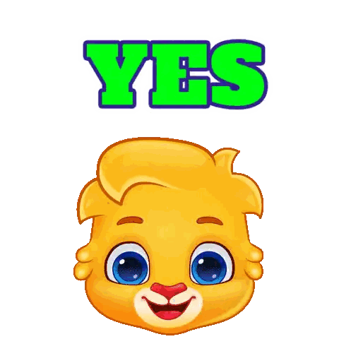 A Cartoon Lion With Its Eyes Closed And A Yes Sign Above It Sticker
