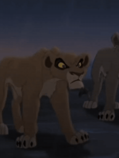 A Cartoon Lioness Is Standing In The Dark With A Serious Look On Her Face GIF